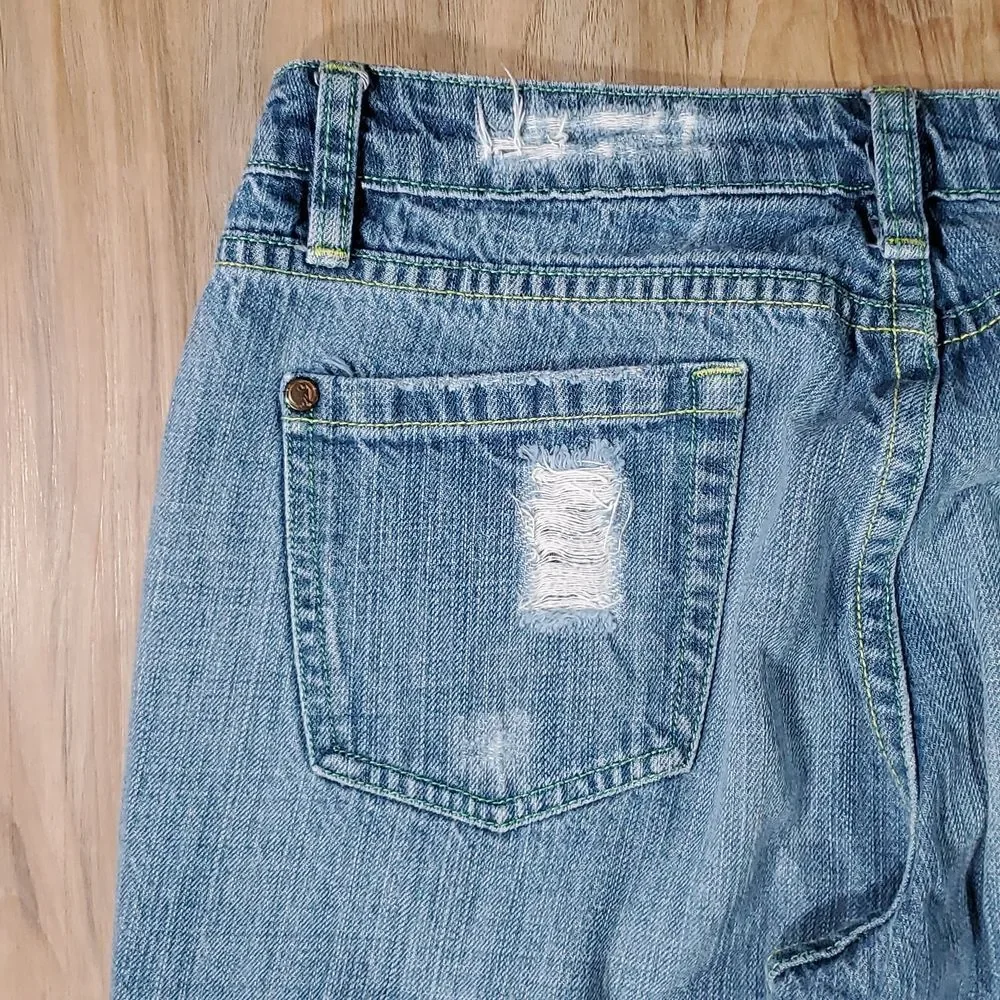 💜Vintage Iris Blue Distressed Boot Cut Jeans Size 9/30